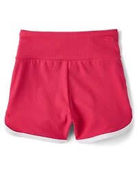 Girls High Rise Ribbed Dolphin Bike Shorts