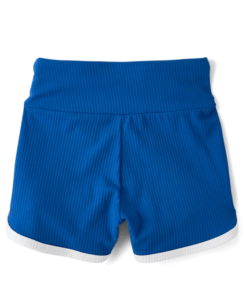 Girls High Rise Ribbed Dolphin Bike Shorts