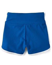 Girls High Rise Ribbed Dolphin Bike Shorts