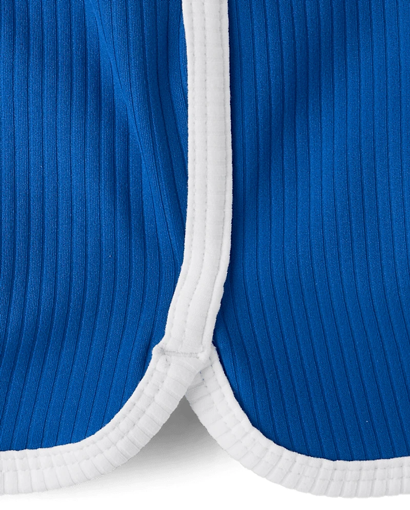 Girls High Rise Ribbed Dolphin Bike Shorts