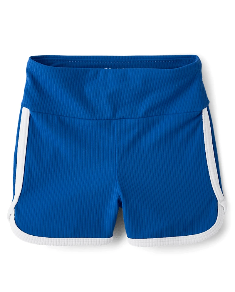 Girls High Rise Ribbed Dolphin Bike Shorts