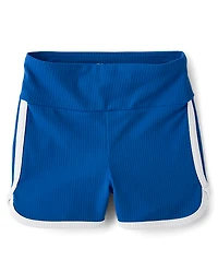 Girls High Rise Ribbed Dolphin Bike Shorts