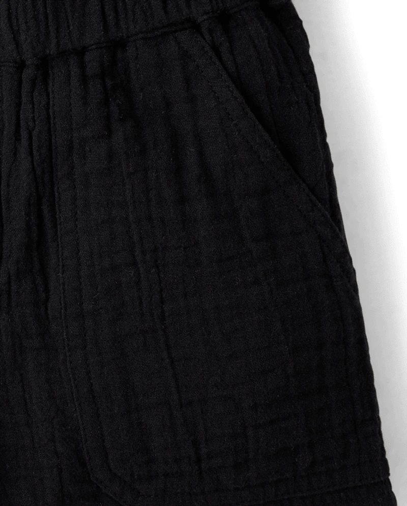 Girls Gauze Paperbag Waist Shortie Shorts