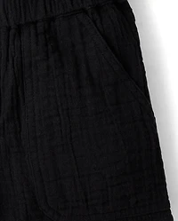 Girls Gauze Paperbag Waist Shortie Shorts