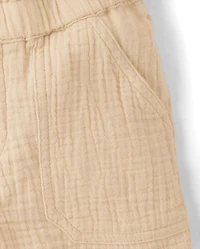 Girls Gauze Paperbag Waist Shortie Shorts