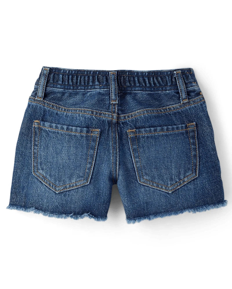 Girls Ripped Shortie Jean Shorts