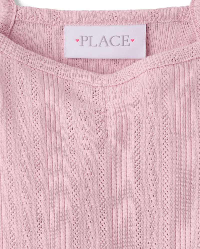 Girls Pointelle V-Waist Dress