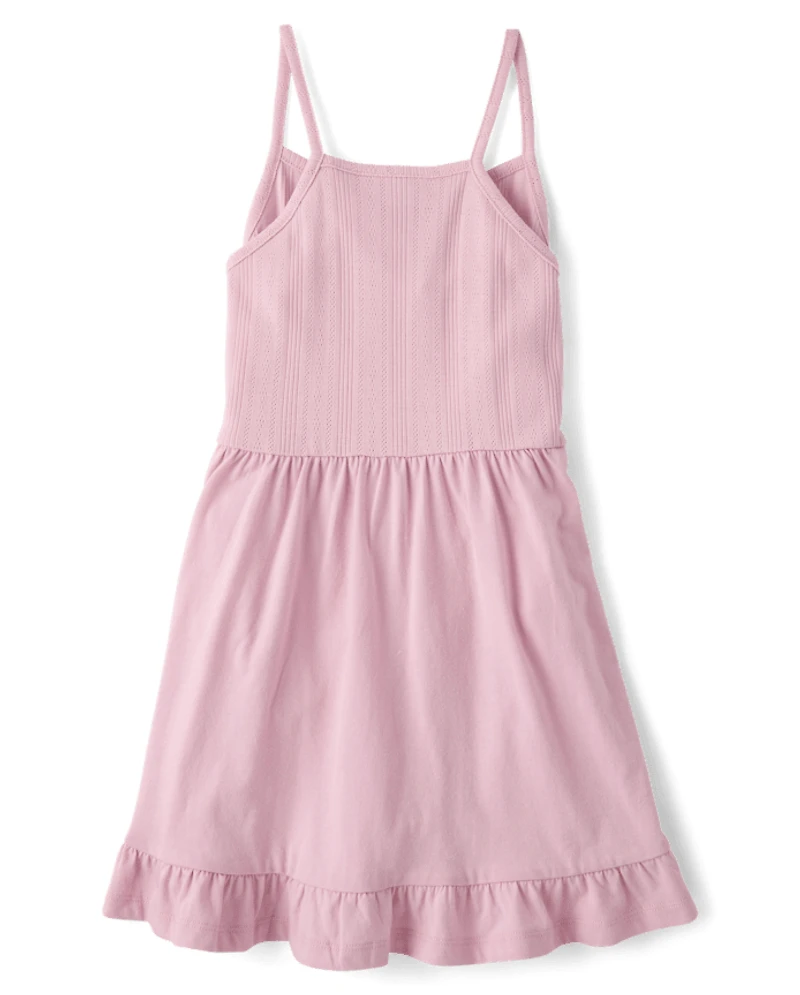 Girls Pointelle V-Waist Dress