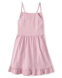 Girls Pointelle V-Waist Dress