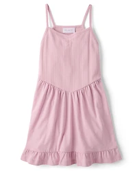 Girls Pointelle V-Waist Dress