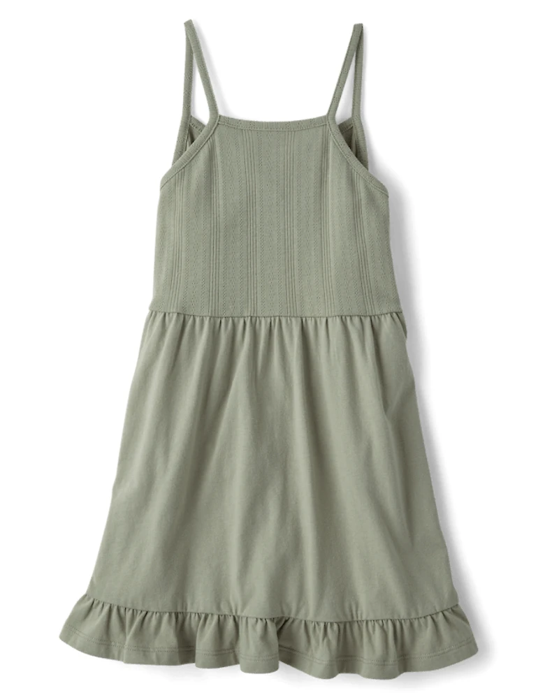 Girls Pointelle V-Waist Dress