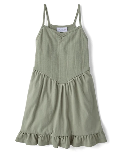 Girls Pointelle V-Waist Dress