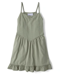 Girls Pointelle V-Waist Dress