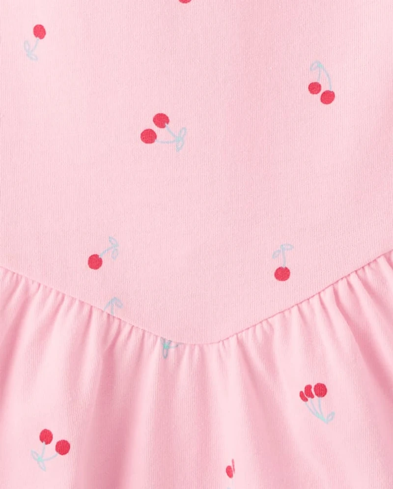 Girls Cherry Bar Back V-Waist Dress