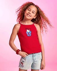 Girls Hello Kitty® Bow High Neck Ribbed Tank Top