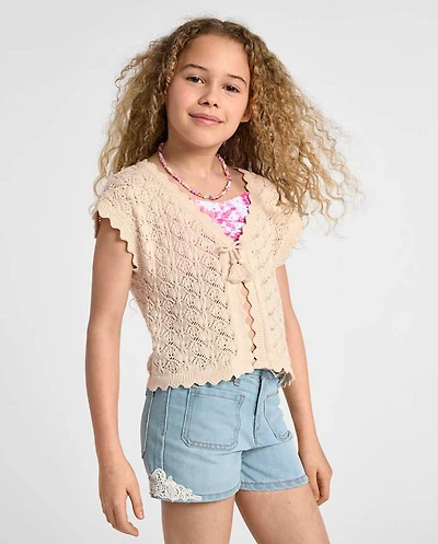 Girls Scalloped Crochet Shrug