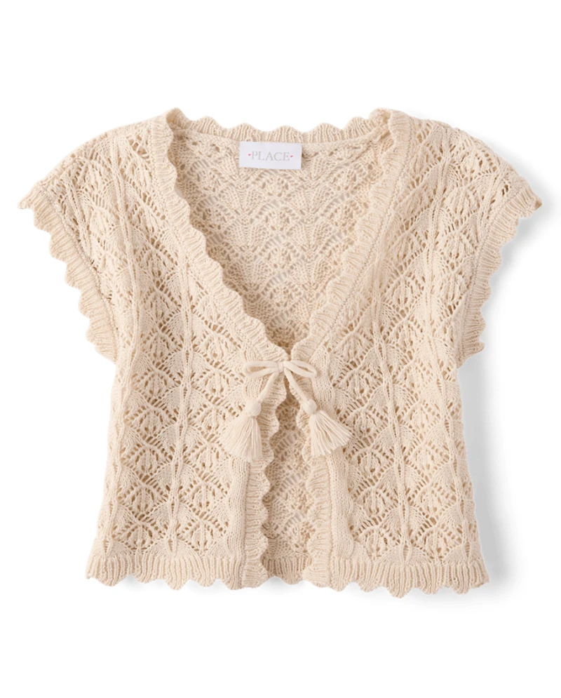 Girls Scalloped Crochet Shrug