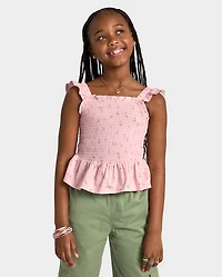 Girls Floral Ruffle Peplum Top