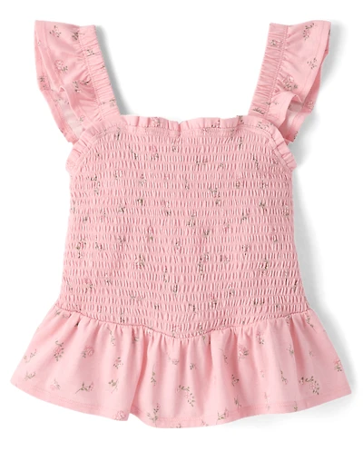 Haut péplum à volants fleuris pour filles