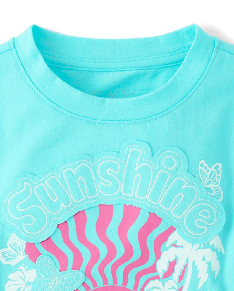 Girls Applique Vacation Top