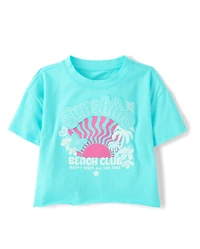 Girls Applique Vacation Top
