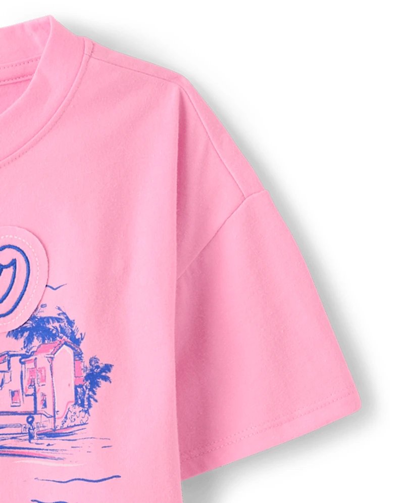 Girls Applique Vacation Top