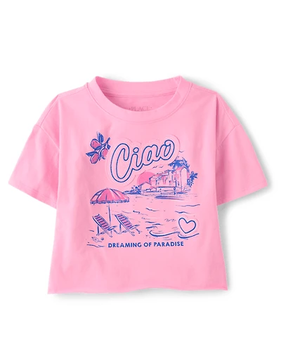 Girls Applique Vacation Top