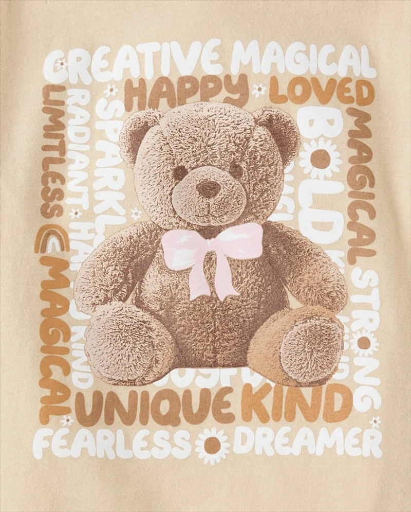 Girls Teddy Bear Graphic Tee