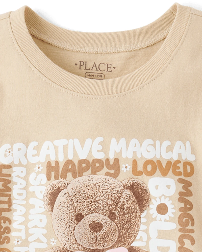 Girls Teddy Bear Graphic Tee