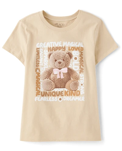 Girls Teddy Bear Graphic Tee