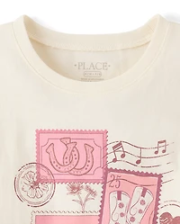 Girls Western Stamps Graphic Tee