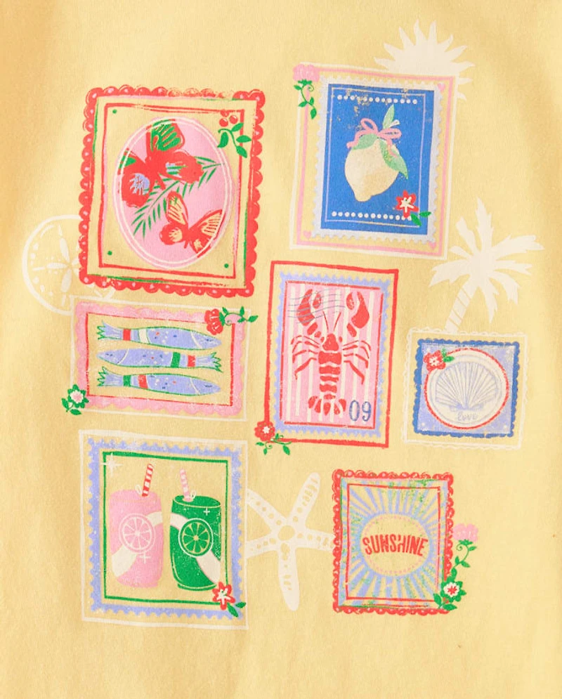 Girls Summer Stamps Graphic Tee