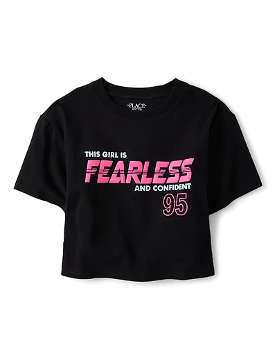 Girls Fearless Relaxed Cropped Graphic Tee