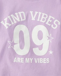 Girls Kind Vibes Relaxed Cropped Graphic Tee