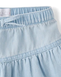 Jupe-short en chambray pour bébés et petites filles