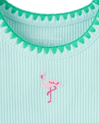 Baby And Toddler Girls Embroidered Icon Ribbed Tank Top