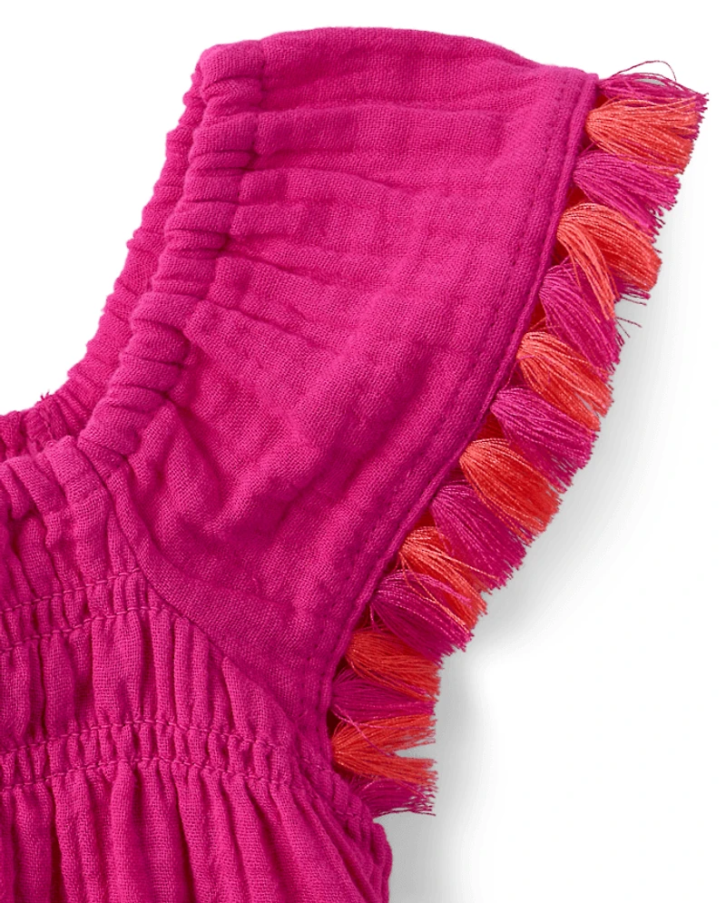 Toddler Girls Tassel Gauze Flutter Top