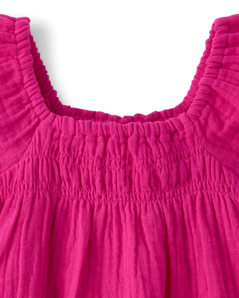 Toddler Girls Tassel Gauze Flutter Top
