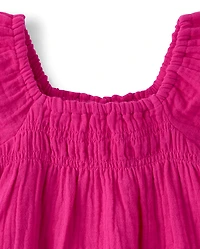 Toddler Girls Tassel Gauze Flutter Top