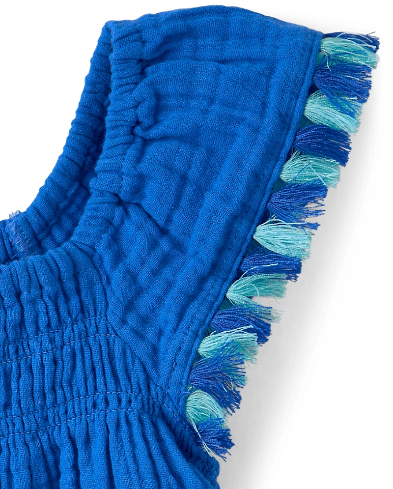 Toddler Girls Tassel Gauze Flutter Top