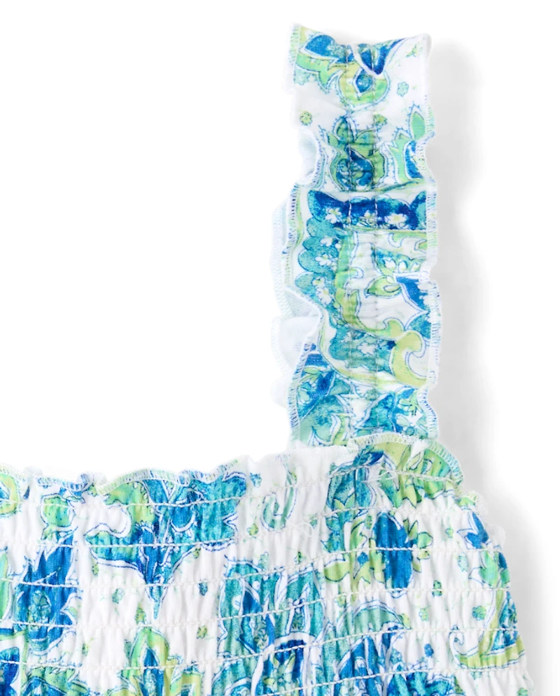 Toddler Girls Paisley Smocked Tank Top