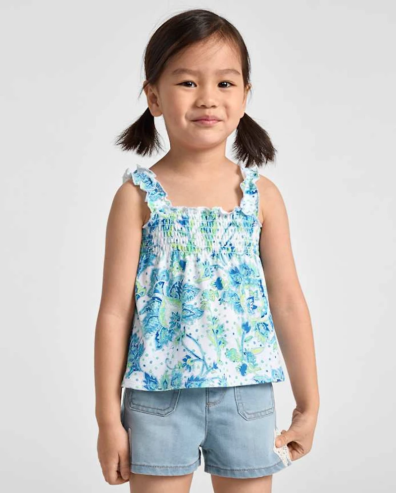 Toddler Girls Paisley Smocked Tank Top