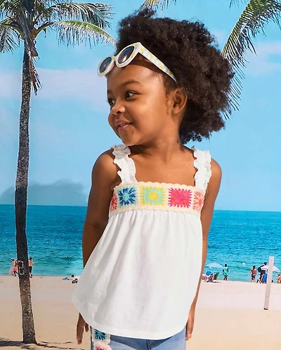 Toddler Girls Crochet Ruffle Tank Top