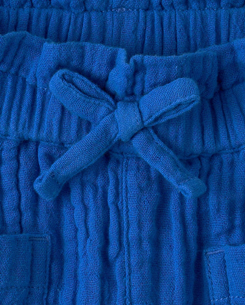 Baby And Toddler Girls Gauze Paperbag Waist Shorts