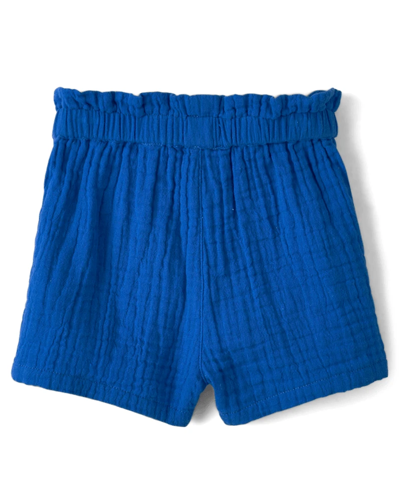 Baby And Toddler Girls Gauze Paperbag Waist Shorts