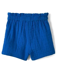 Baby And Toddler Girls Gauze Paperbag Waist Shorts