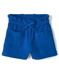 Baby And Toddler Girls Gauze Paperbag Waist Shorts