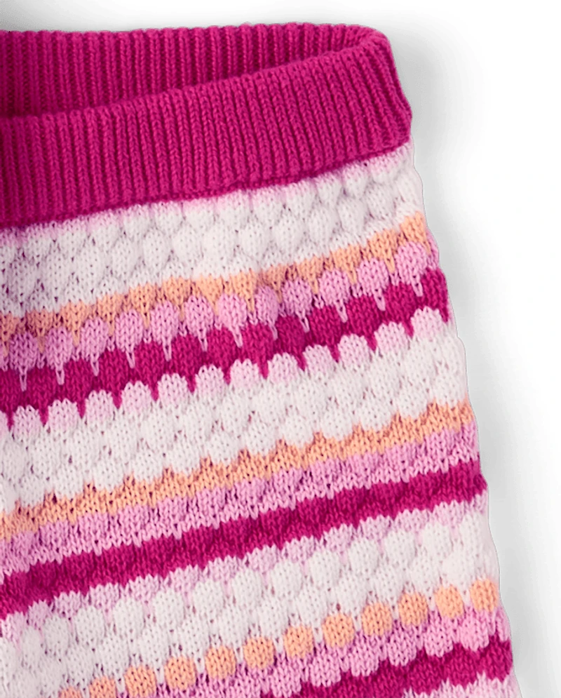 Toddler Girls Striped Crochet 2-Piece Outfit Set