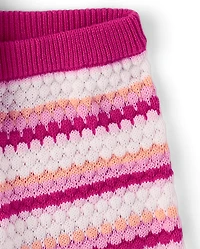 Toddler Girls Striped Crochet 2-Piece Outfit Set