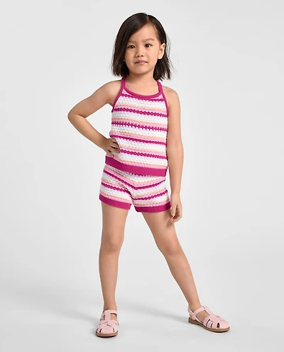 Toddler Girls Striped Crochet 2-Piece Outfit Set